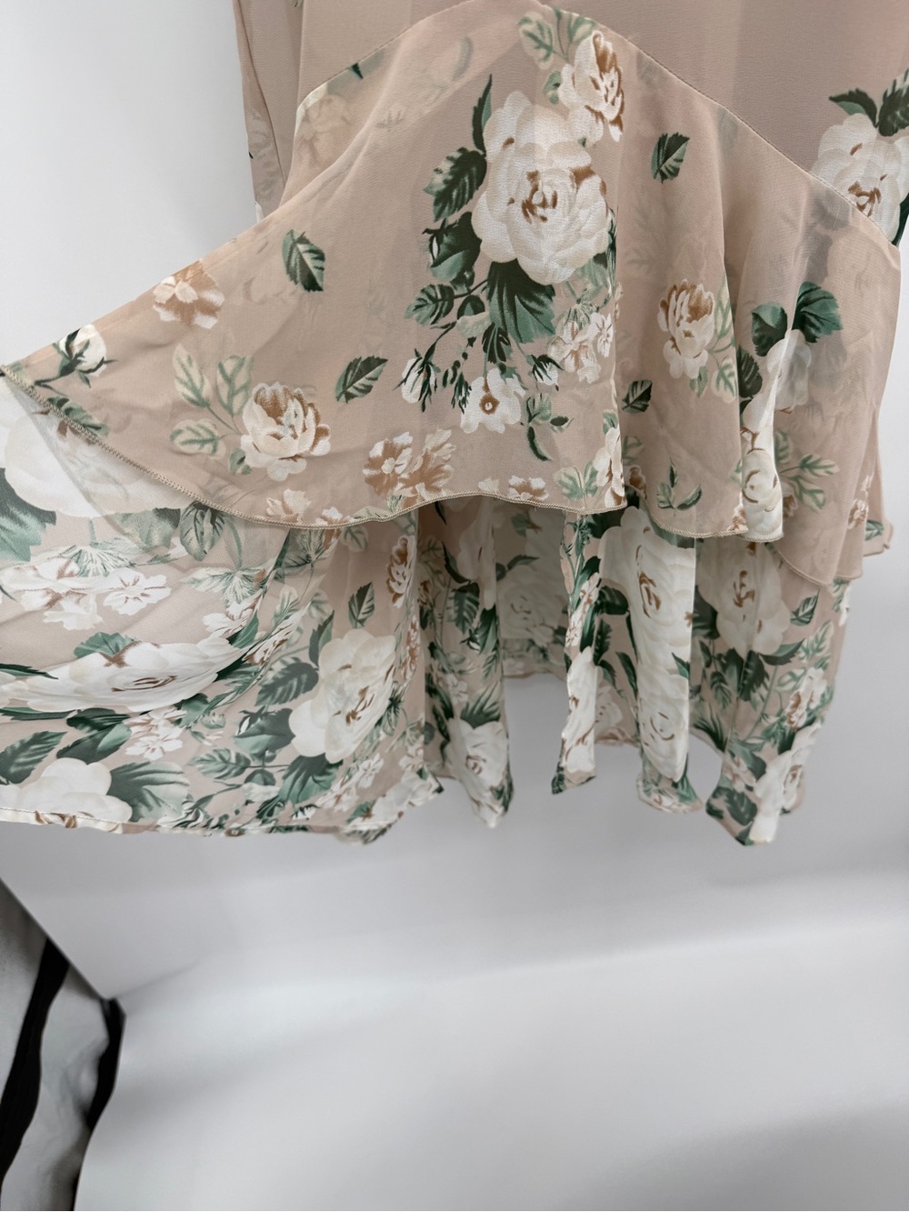 Show Me Your Mumu Floral Ruffle Midi Dress XS Beige Romantic Cottagecore - Picture 13 of 15